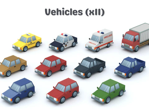Cartoon Low Poly Modular City Pack 3D Model