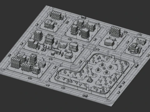 Cartoon Low Poly Modular City Pack 3D Model