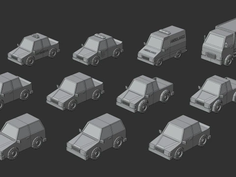 Cartoon Low Poly Modular City Pack 3D Model