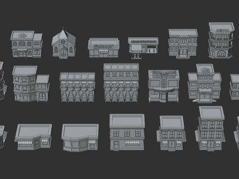 Cartoon Low Poly Modular City Pack Model 3D