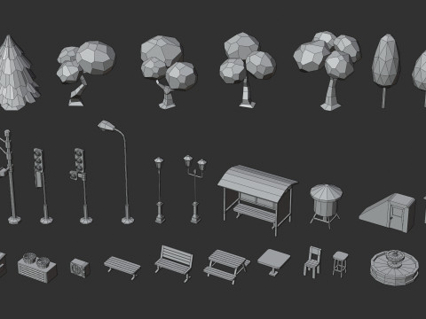 Cartoon Low Poly Modular City Pack Model 3D