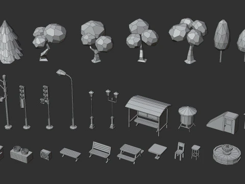 Cartoon Low Poly Modular City Pack 3D Model