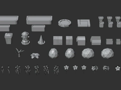 Cartoon Low Poly Modular City Pack 3D Model