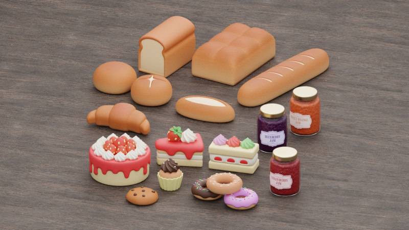 Bakery Collection 3D Model .c4d .max .obj .3ds .fbx .stl .blend 