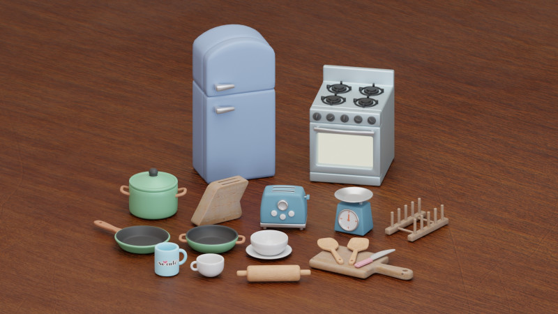 Kitchenware Collection 3D 模型 .c4d .max .obj .3ds .fbx .stl .blend 