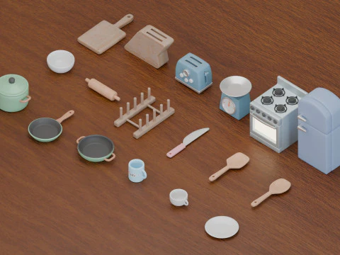 Colecci&oacute;n de utensilios de cocina Modelo 3D