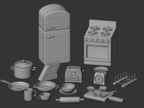 Colecci&oacute;n de utensilios de cocina Modelo 3D