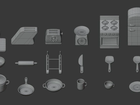 Colecci&oacute;n de utensilios de cocina Modelo 3D