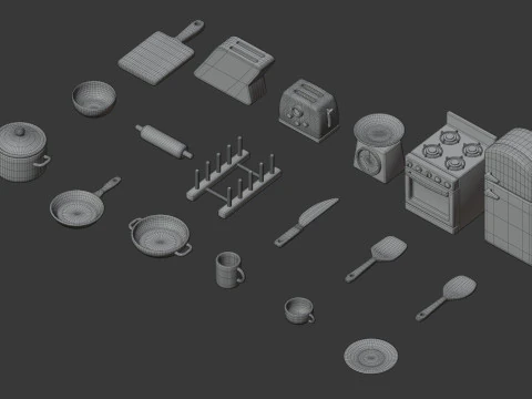 Colecci&oacute;n de utensilios de cocina Modelo 3D