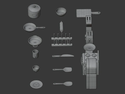 Colecci&oacute;n de utensilios de cocina Modelo 3D