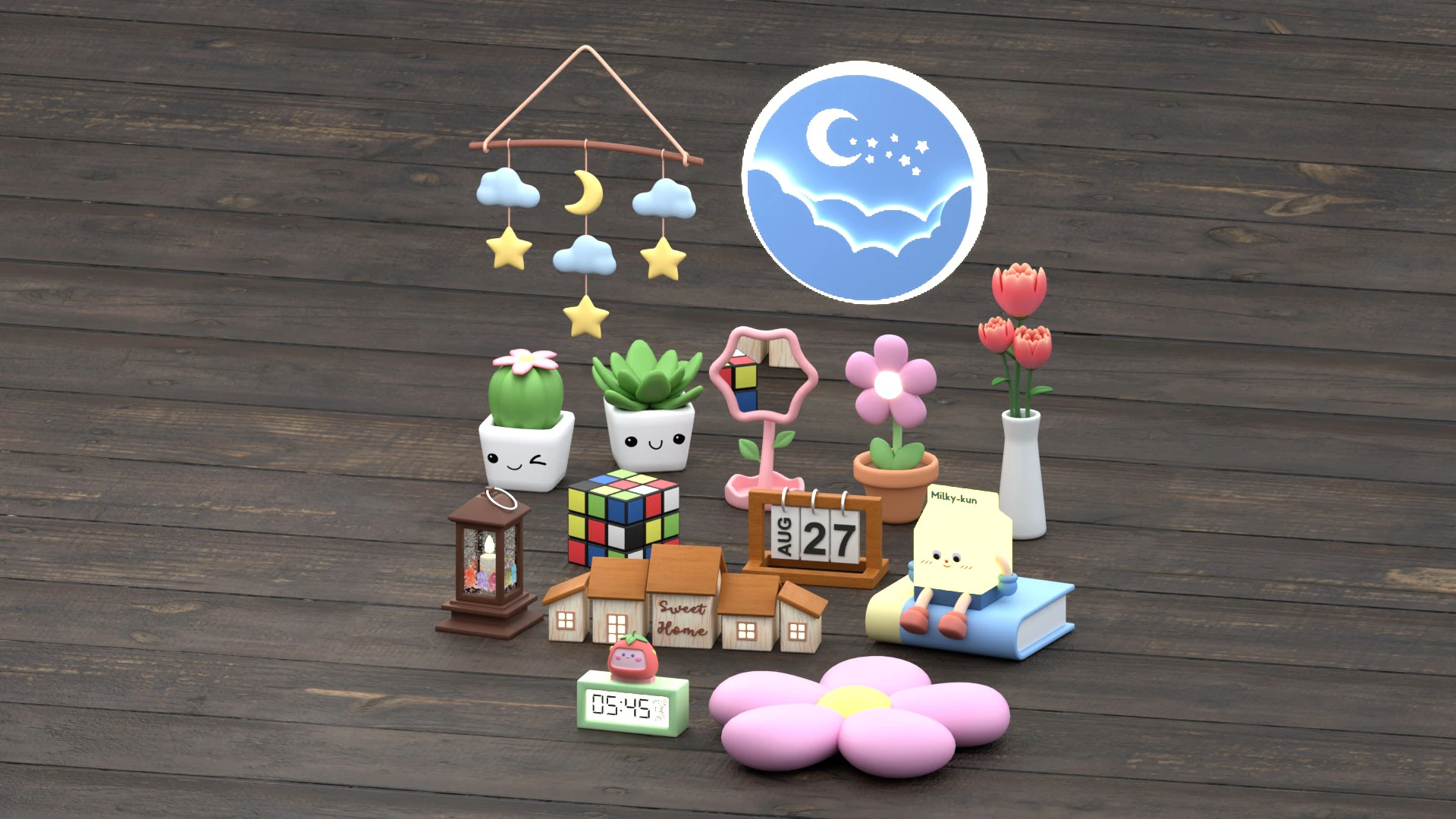 객실 장식 컬렉션 3D 모델 .c4d .max .obj .3ds .fbx .stl .blend 