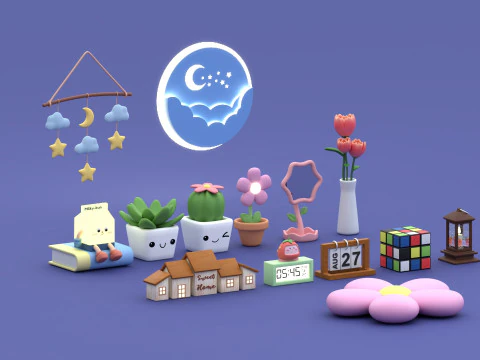 객실 장식 컬렉션 3D 모델