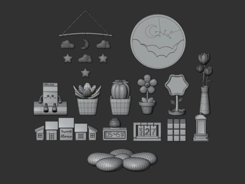 객실 장식 컬렉션 3D 모델