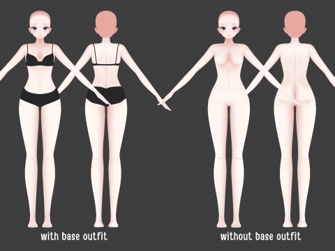 Anime Female Base Mesh Modelo 3D