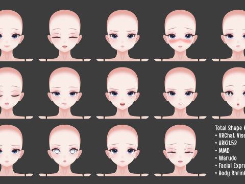Anime Female Base Mesh Modelo 3D