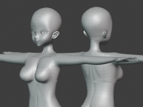 Anime Female Base Mesh Modelo 3D