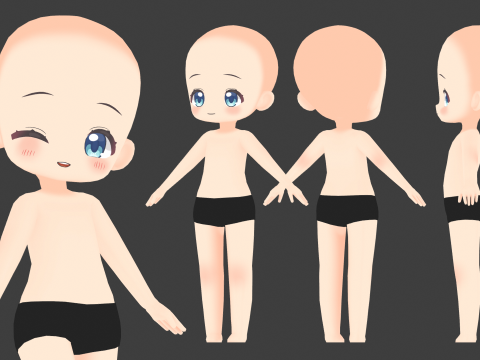 Anime Chibi Base Mesh 3D Модель