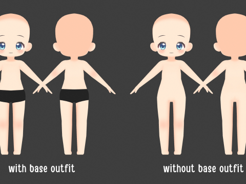 Anime Chibi Base Mesh 3D Модель
