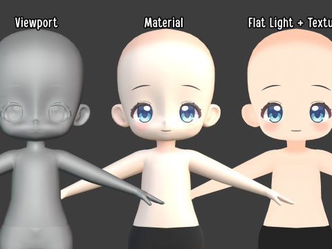 Anime Chibi Base Mesh 3D Модель
