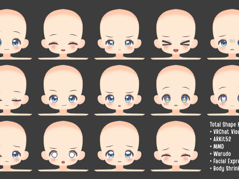 Anime Chibi Base Mesh 3D Модель