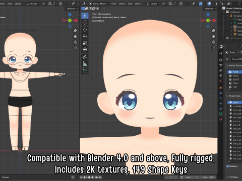 Anime Chibi Base Mesh 3D Модель