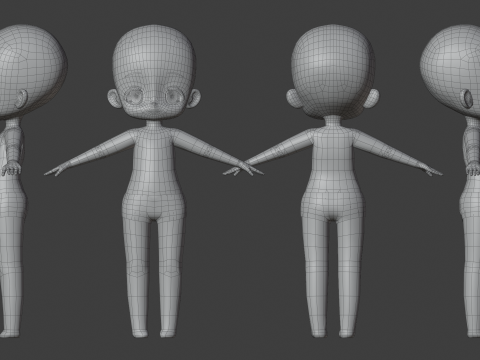 Anime Chibi Base Mesh 3D Модель