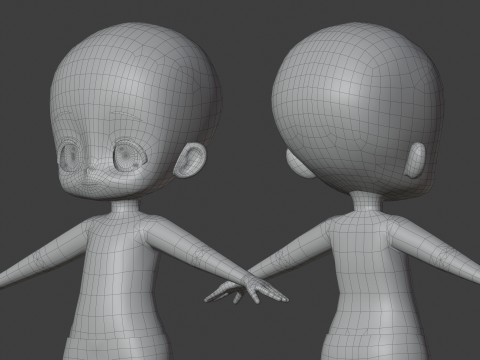 Anime Chibi Base Mesh 3D Модель