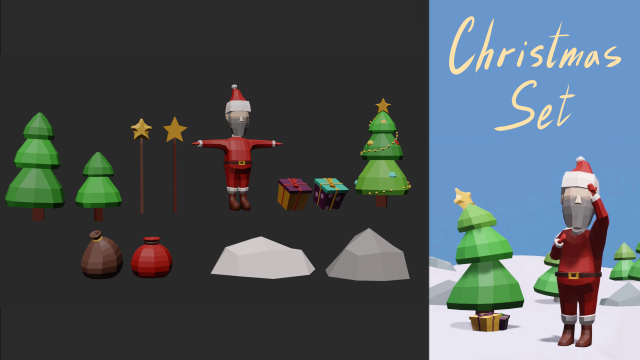 Christmas set 3D Model .c4d .max .obj .3ds .fbx .stl .blend 