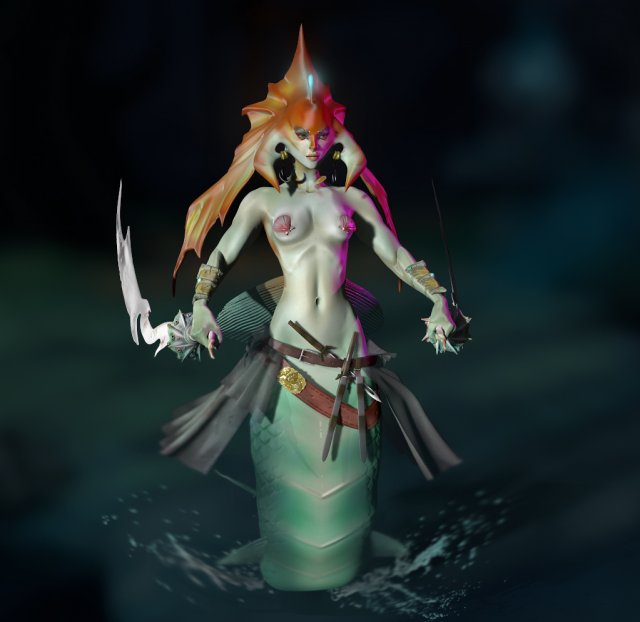 Naga Siren from Dota 2 3D मॉडल .c4d .max .obj .3ds .fbx .stl .blend