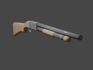 D&uuml;ş&uuml;k Poligonlu Minimalist 3d Av T&uuml;feği Modeli 3D Model