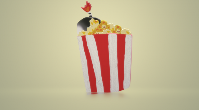 Pop corn easy paint 3D Model .c4d .max .obj .3ds .fbx .stl .blend 