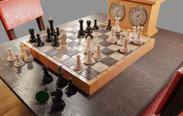 Gameready Chess with Chess Clock 3D Модель .c4d .max .obj .3ds .fbx .stl .blend 