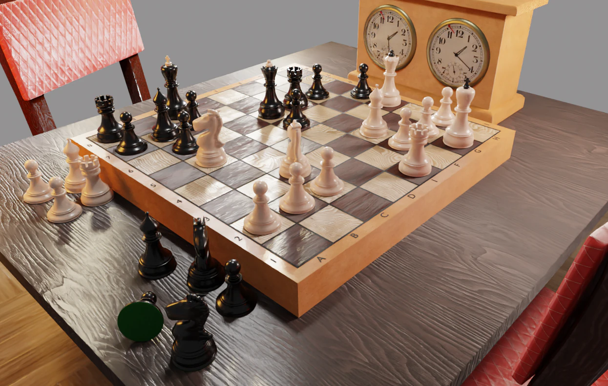 Gameready Chess with Chess Clock 3D Model .c4d .max .obj .3ds .fbx .stl .blend