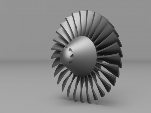 GE TF34 Fan Blade and Nose Cone Model 3D