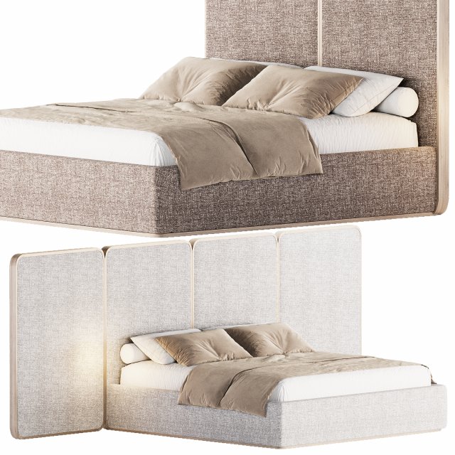 GEM UPHOLSTERED WITH PANELS KING BED 201 3D-Modell .c4d .max .obj .3ds .fbx .stl .blend 