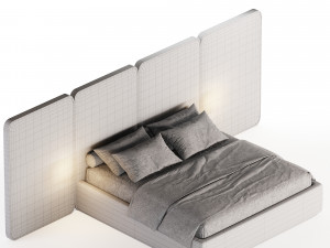 GEM UPHOLSTERED WITH PANELS KING BED 201 3D-Modell