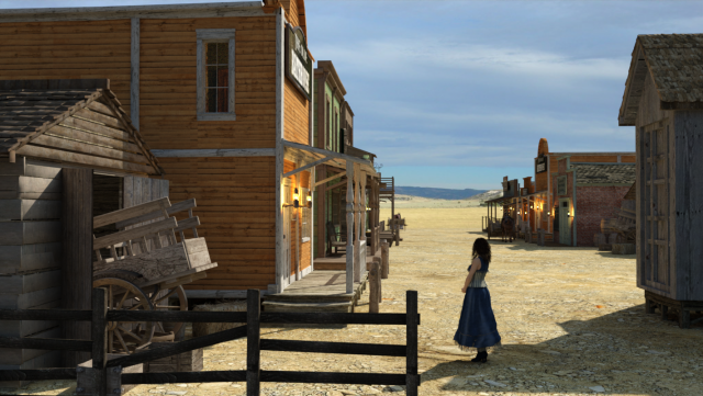 Wild West Main Street OBJ 3D Model .c4d .max .obj .3ds .fbx .stl .blend 