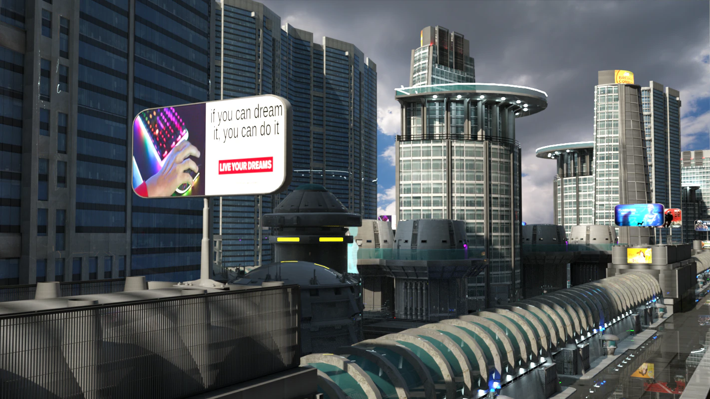 Futuristic City Block OBJ FBX 3D Model .c4d .max .obj .3ds .fbx .stl .blend