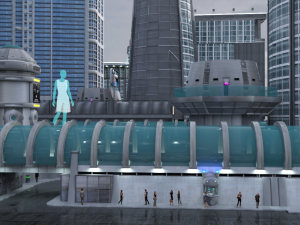 Futuristic City Block OBJ FBX 3D Model