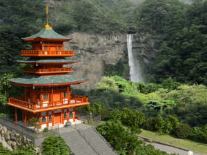 Pagoda and Nachi Falls OBJ FBX Modelo 3D