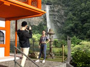 Pagoda and Nachi Falls OBJ FBX 3D Model