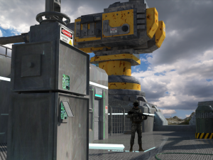 Gunnery Turret Outpost OBJ FBX 3D Model