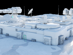 Gunnery Turret Outpost OBJ FBX 3D Model