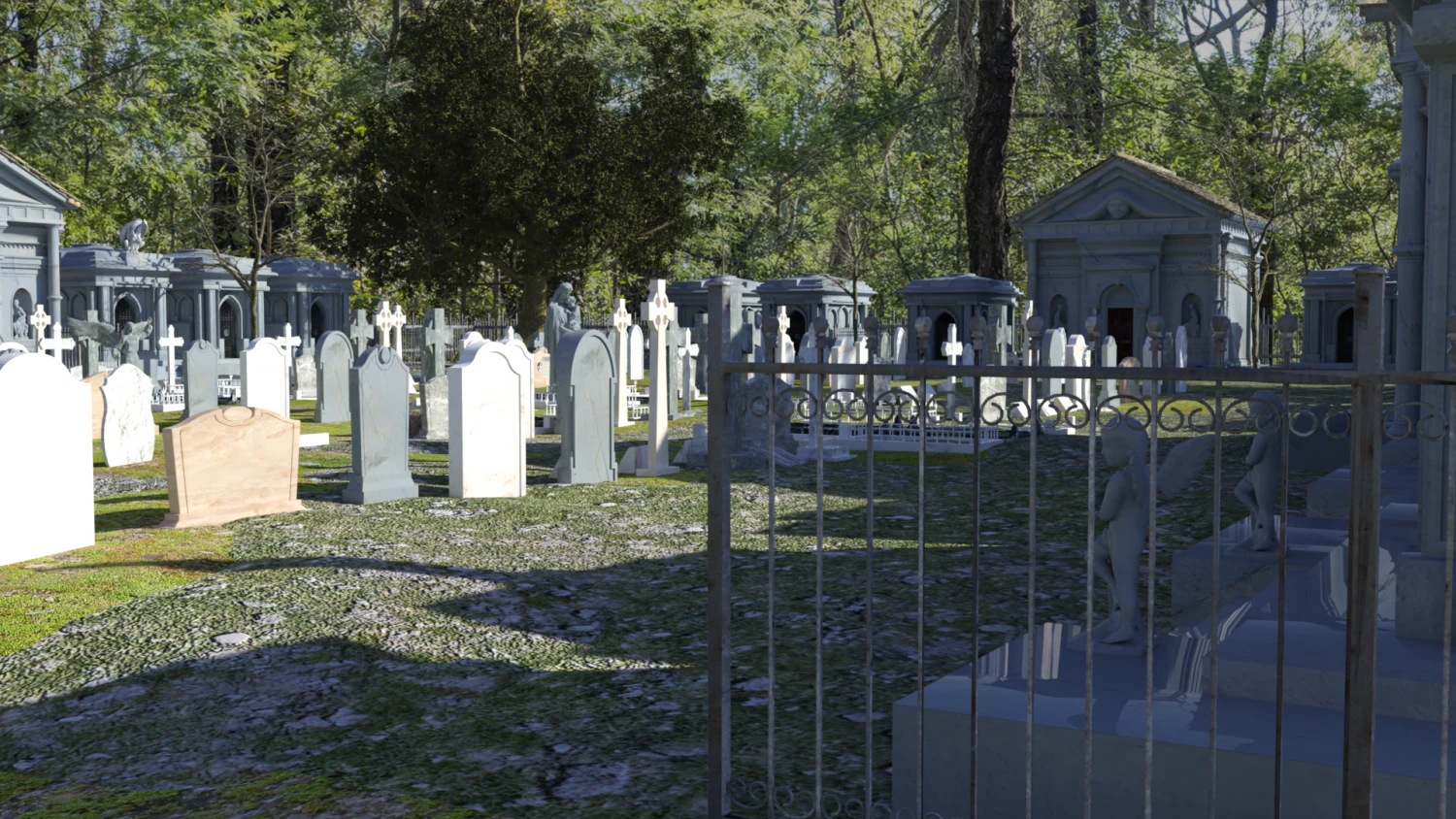 Darkmont Cemetery OBJ 3D Model .c4d .max .obj .3ds .fbx .stl .blend