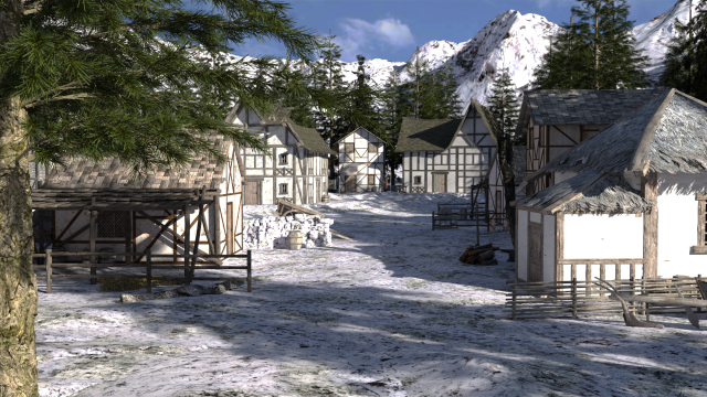 Winter Hamlet for DAZ 3Dモデル .c4d .max .obj .3ds .fbx .stl .blend 