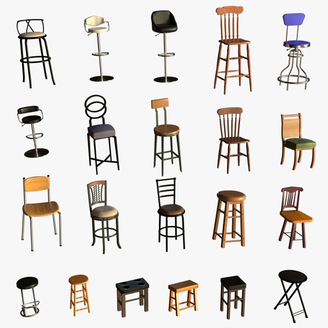 Chair collection 3D 模型 .c4d .max .obj .3ds .fbx .stl .blend 