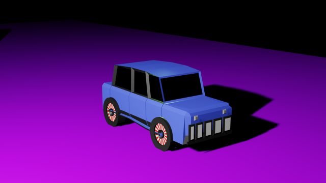Low Poly Stylized Bleu Car 3D 모델 .c4d .max .obj .3ds .fbx .stl .blend 