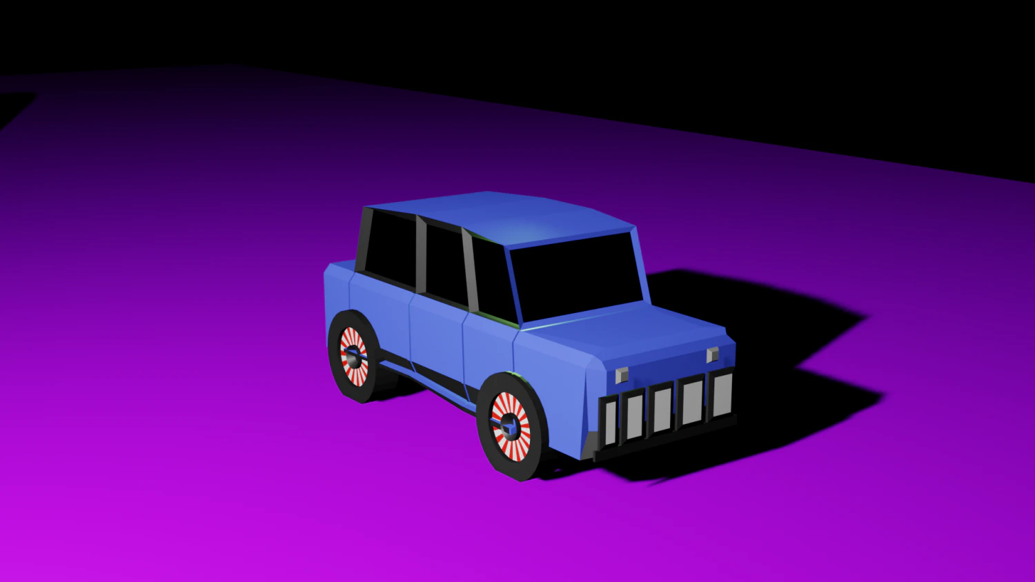 Low Poly Stylized Bleu Car 3D Model .c4d .max .obj .3ds .fbx .stl .blend 