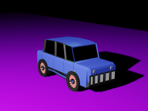 Low Poly Stylized Bleu Car Modelo 3D
