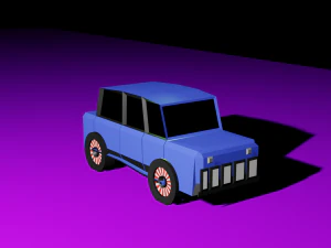 Carro Azul Estilizado Low Poly Modelo 3D